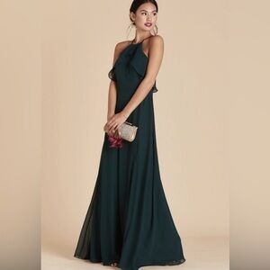 Birdy Grey Jules Chiffon Bridesmaid Dress – Emerald Green – Like New